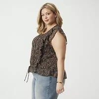 JS Jessica Simpson Chiffon Womens Round Neck Short Sleeve Plus Blouse