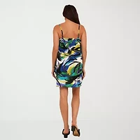 24seven Comfort Apparel Womens Square Neck Sleeveless Floral A-Line Dress
