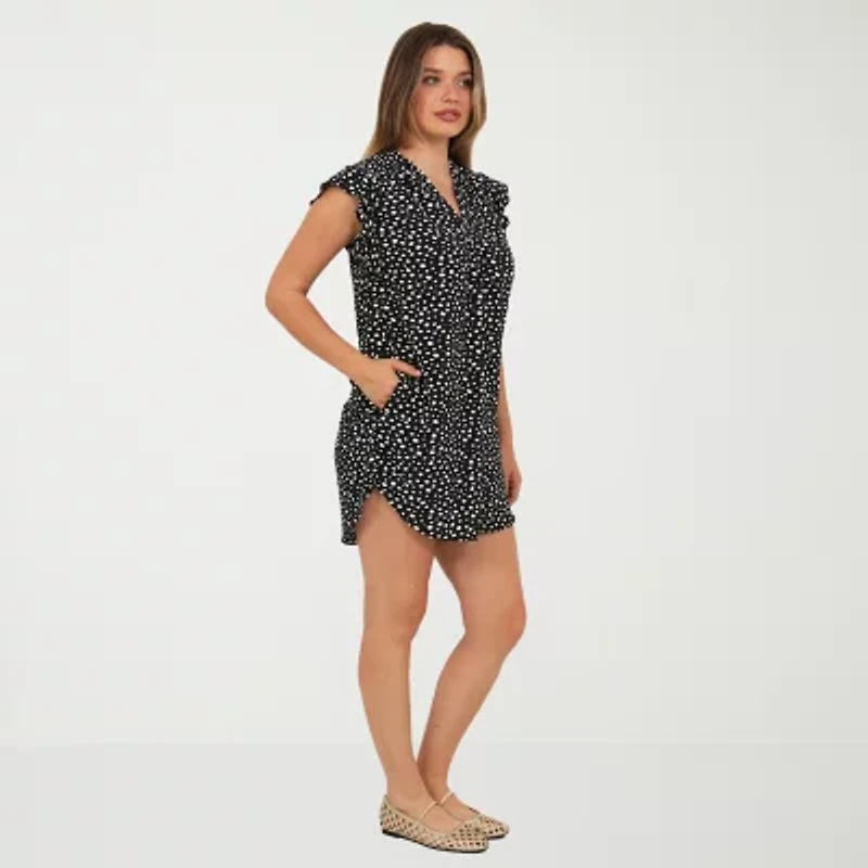 24seven Comfort Apparel Womens Short Sleeve Dots T-Shirt Dress