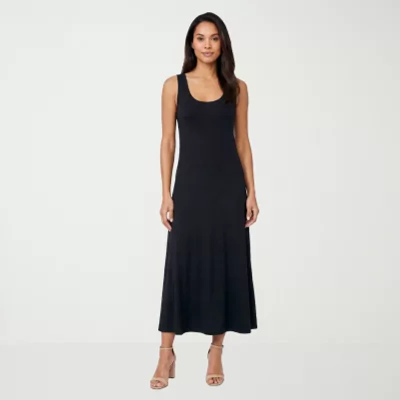 24seven Comfort Apparel Womens Scoop Neck Sleeveless Maxi Dress