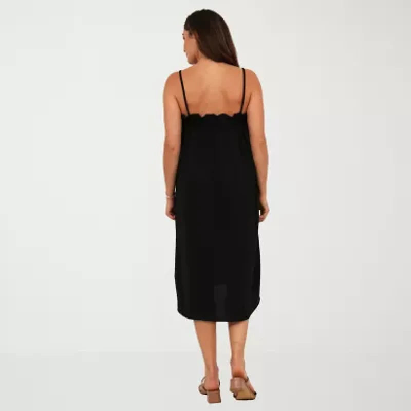 24seven Comfort Apparel Womens Square Neck Sleeveless A-Line Dress