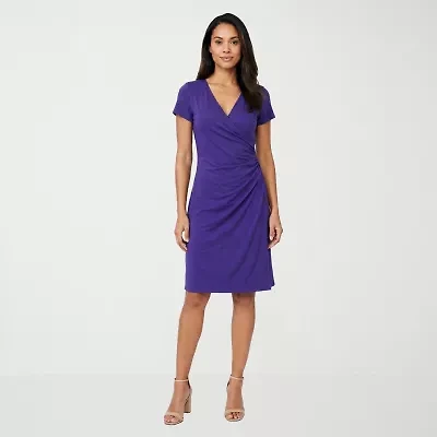 24seven Comfort Apparel Womens Short Sleeve Wrap Dress