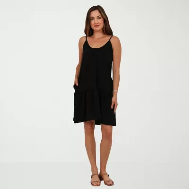 24seven Comfort Apparel Womens Scoop Neck Sleeveless A-Line Dress
