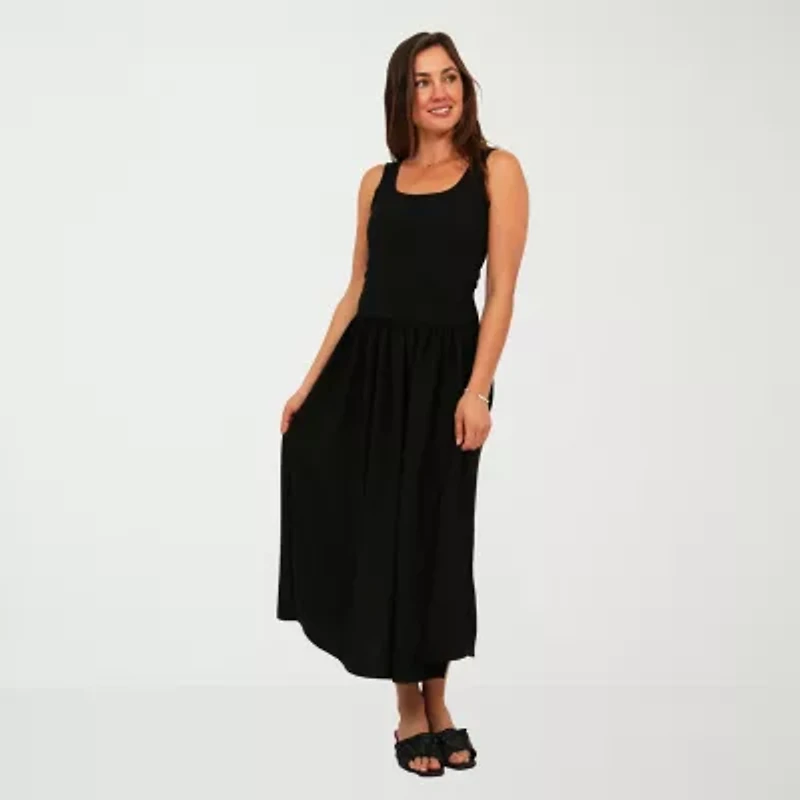 24seven Comfort Apparel Womens Scoop Neck Sleeveless A-Line Dress