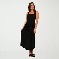24seven Comfort Apparel Womens Scoop Neck Sleeveless A-Line Dress