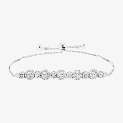 Effy Final Call Limited Quantities! Womens 1/4 CT. T.W. Natural White Diamond Sterling Silver Bolo Bracelet