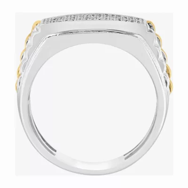 Effy Final Call Limited Quantities! Mens 1/2 CT. T.W. Natural Diamond 14K Gold Over Silver Rectangular Fashion Ring