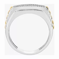 Effy Final Call Limited Quantities! Mens 1/2 CT. T.W. Natural Diamond 14K Gold Over Silver Rectangular Fashion Ring