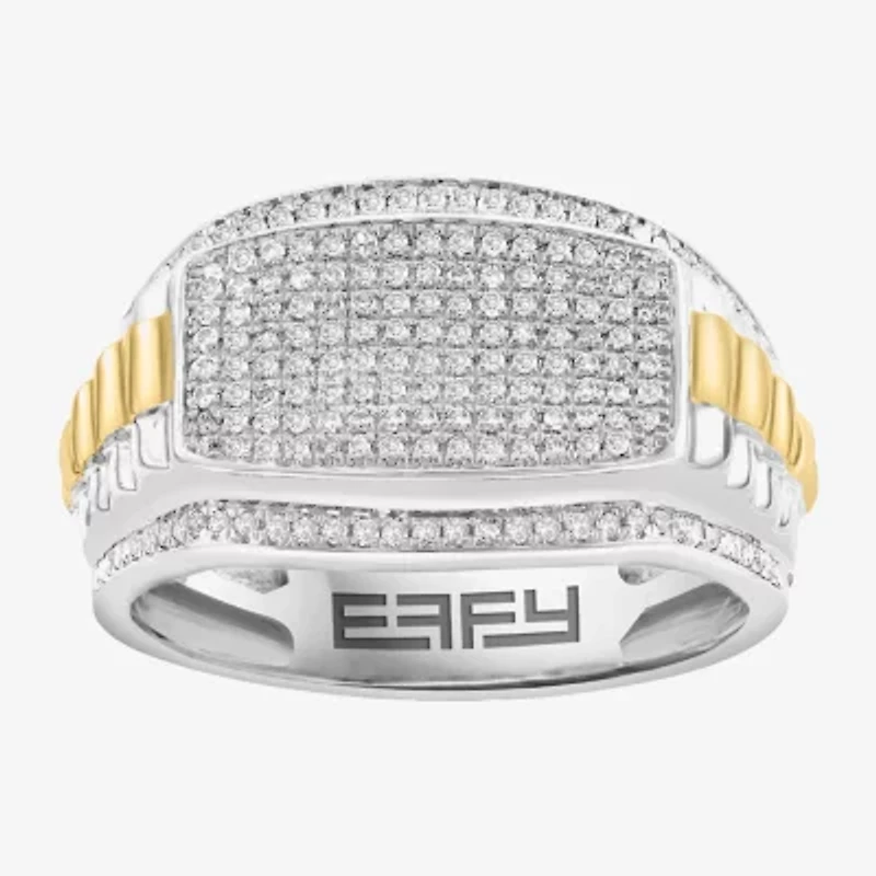 Effy Final Call Limited Quantities! Mens 1/2 CT. T.W. Natural Diamond 14K Gold Over Silver Rectangular Fashion Ring