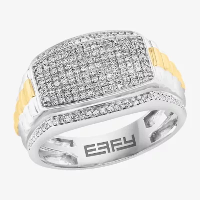 Effy Final Call Limited Quantities! Mens 1/2 CT. T.W. Natural Diamond 14K Gold Over Silver Rectangular Fashion Ring