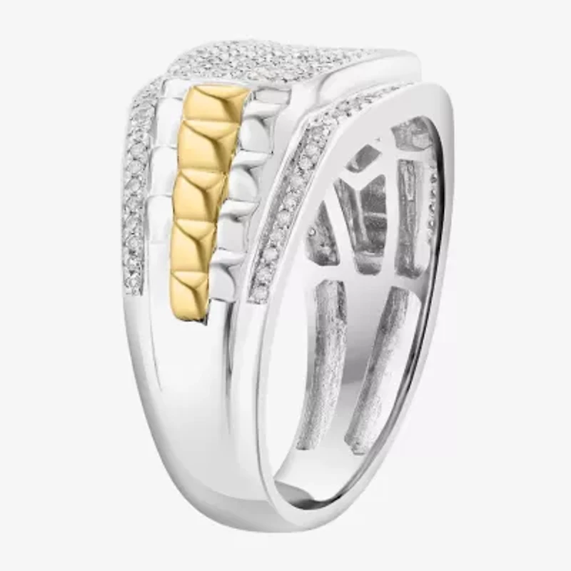 Effy Final Call Limited Quantities! Mens 1/2 CT. T.W. Natural Diamond 14K Gold Over Silver Rectangular Fashion Ring