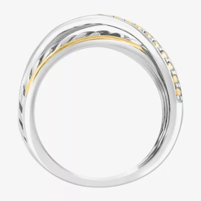 Effy Final Call Limited Quantities! Womens 1/10 CT. T.W. Genuine White Diamond 18K Gold Over Silver Crossover Band