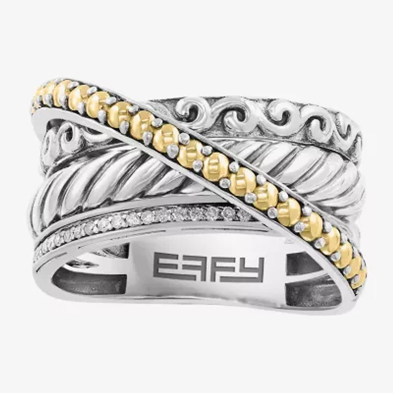 Effy Final Call Limited Quantities! Womens 1/10 CT. T.W. Genuine White Diamond 18K Gold Over Silver Crossover Band