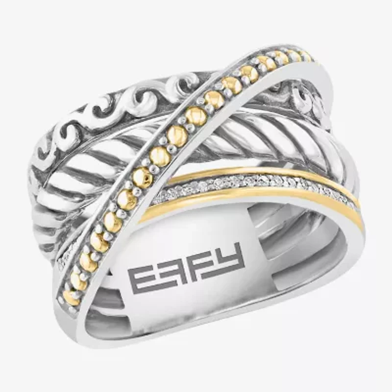 Effy Final Call Limited Quantities! Womens 1/10 CT. T.W. Genuine White Diamond 18K Gold Over Silver Crossover Band