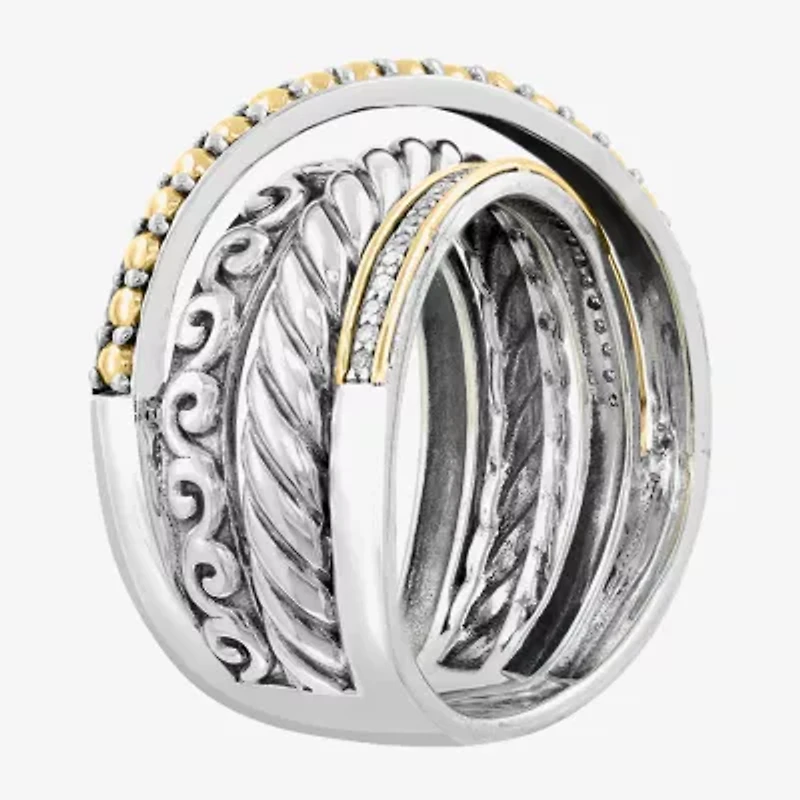 Effy Final Call Limited Quantities! Womens 1/10 CT. T.W. Genuine White Diamond 18K Gold Over Silver Crossover Band