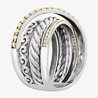 Effy Final Call Limited Quantities! Womens 1/10 CT. T.W. Genuine White Diamond 18K Gold Over Silver Crossover Band