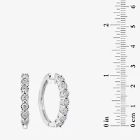 Effy Final Call Limited Quantities! Womens 1 CT. T.W. Natural White Diamond Sterling Silver 24.7mm Hoop Earrings