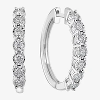 Effy Final Call Limited Quantities! Womens 1 CT. T.W. Natural White Diamond Sterling Silver 24.7mm Hoop Earrings