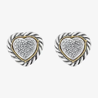 Effy Final Call Limited Quantities! 1/5 CT. Natural White Diamond 18K Gold Over Silver 10mm Heart Stud Earrings