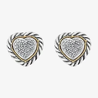 Effy Final Call Limited Quantities! 1/5 CT. Natural White Diamond 18K Gold Over Silver 10mm Heart Stud Earrings