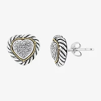 Effy Final Call Limited Quantities! 1/5 CT. Natural White Diamond 18K Gold Over Silver 10mm Heart Stud Earrings