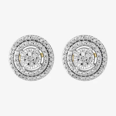 Effy Final Call Limited Quantities! 1/10 CT. T.W. Natural White Diamond 14K Gold Over Silver 9.5mm Round Stud Earrings