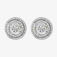 Effy Final Call Limited Quantities! 1/10 CT. T.W. Natural White Diamond 14K Gold Over Silver 9.5mm Round Stud Earrings