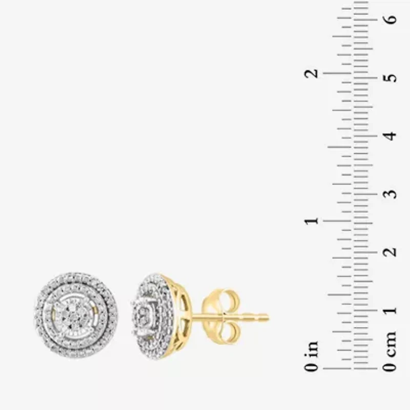 Effy Final Call Limited Quantities! 1/10 CT. T.W. Natural White Diamond 14K Gold Over Silver 9.5mm Round Stud Earrings