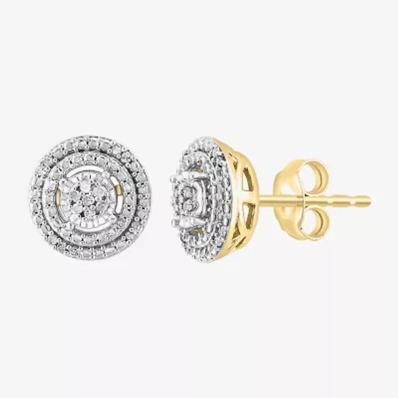 Effy Final Call Limited Quantities! 1/10 CT. T.W. Natural White Diamond 14K Gold Over Silver 9.5mm Round Stud Earrings