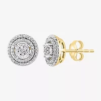 Effy Final Call Limited Quantities! 1/10 CT. T.W. Natural White Diamond 14K Gold Over Silver 9.5mm Round Stud Earrings