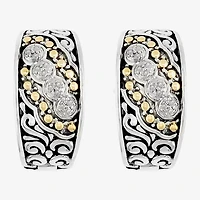 Effy Final Call Limited Quantities! Womens 1/8 CT. T.W. Natural White Diamond 18K Gold Over Silver 14.5mm Hoop Earrings