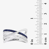 Effy Final Call (H-I / I1-I2) Womens 2MM 1/10 CT. T.W. Genuine Blue Sapphire 14K White Gold Crossover Band
