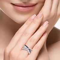 Effy Final Call (H-I / I1-I2) Womens 2MM 1/10 CT. T.W. Genuine Blue Sapphire 14K White Gold Crossover Band