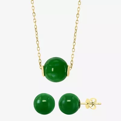Effy Final Call Limited Quantities! Womens Genuine Green Jade 14K Gold Round 2-pc. Jewelry Set