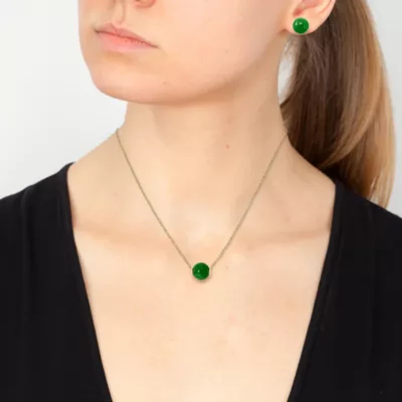 Effy Final Call Limited Quantities! Womens Genuine Green Jade 14K Gold Round 2-pc. Jewelry Set