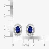 Lab Created Blue Sapphire Sterling Silver 12.5mm Oval Stud Earrings