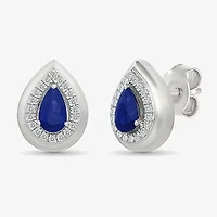 Lab Created Blue Sapphire Sterling Silver 10.5mm Pear Stud Earrings
