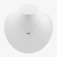 Womens Lab Created Green Emerald Sterling Silver 17 1/2 Inch Pendant Necklace