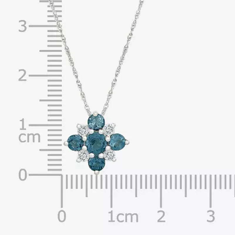 Womens Genuine Blue Topaz Sterling Silver 17 1/2 Inch Pendant Necklace