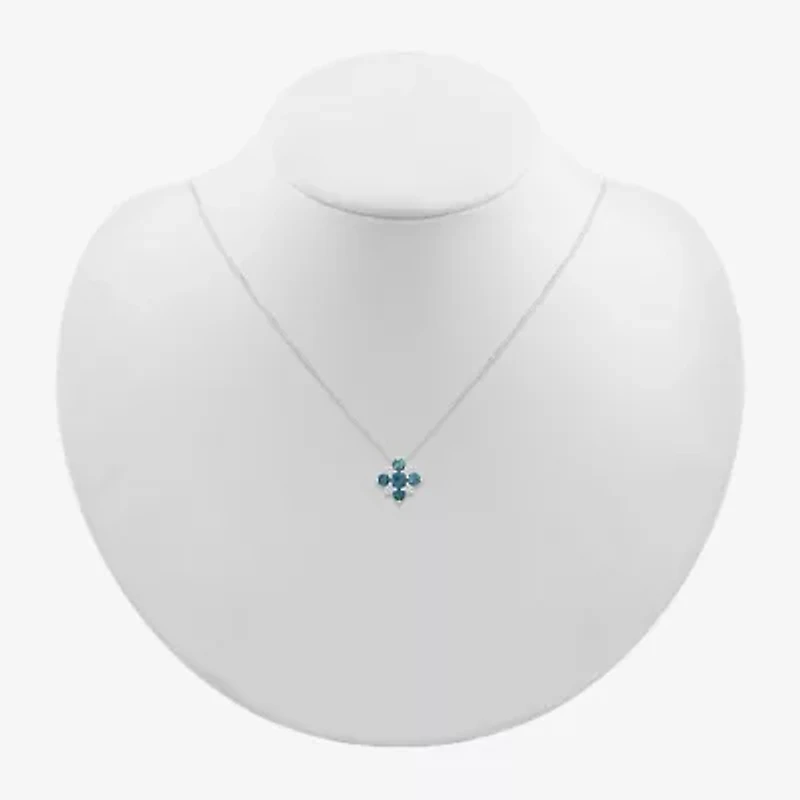 Womens Genuine Blue Topaz Sterling Silver 17 1/2 Inch Pendant Necklace