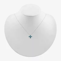 Womens Genuine Blue Topaz Sterling Silver 17 1/2 Inch Pendant Necklace
