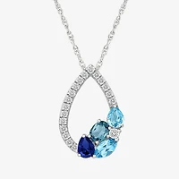 Womens Genuine Blue Topaz Sterling Silver Pear 18 Inch Pendant Necklace