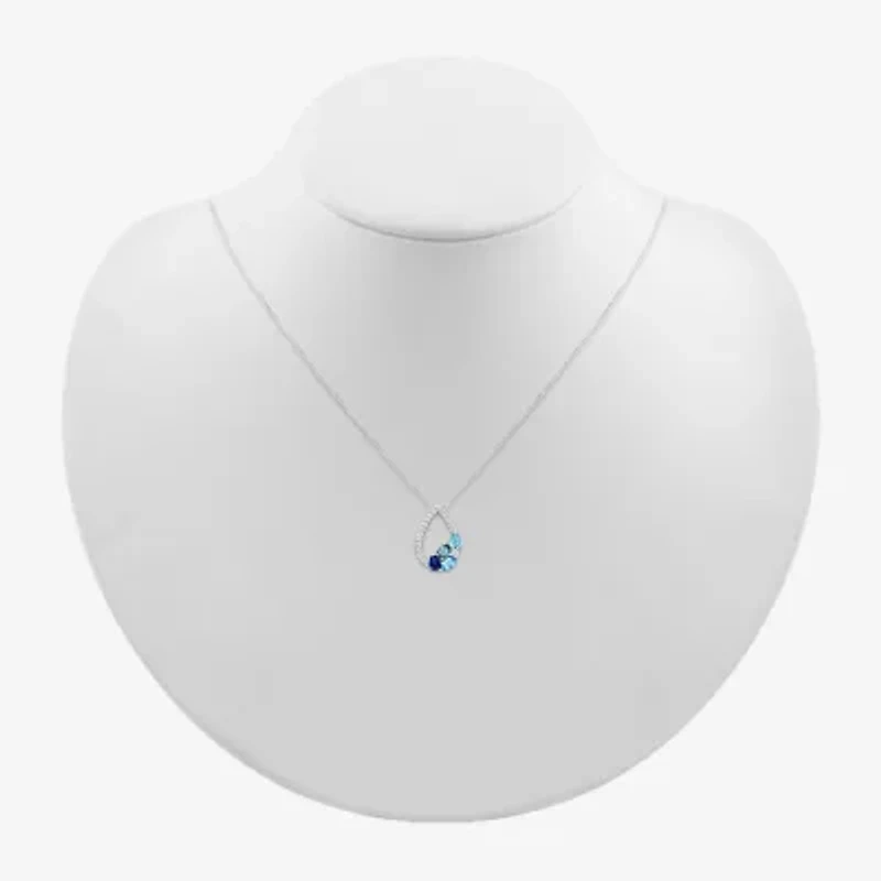 Womens Genuine Blue Topaz Sterling Silver Pear 18 Inch Pendant Necklace