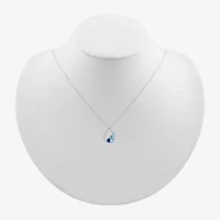 Womens Genuine Blue Topaz Sterling Silver Pear 18 Inch Pendant Necklace
