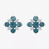 Genuine Blue Topaz Sterling Silver 10mm Stud Earrings