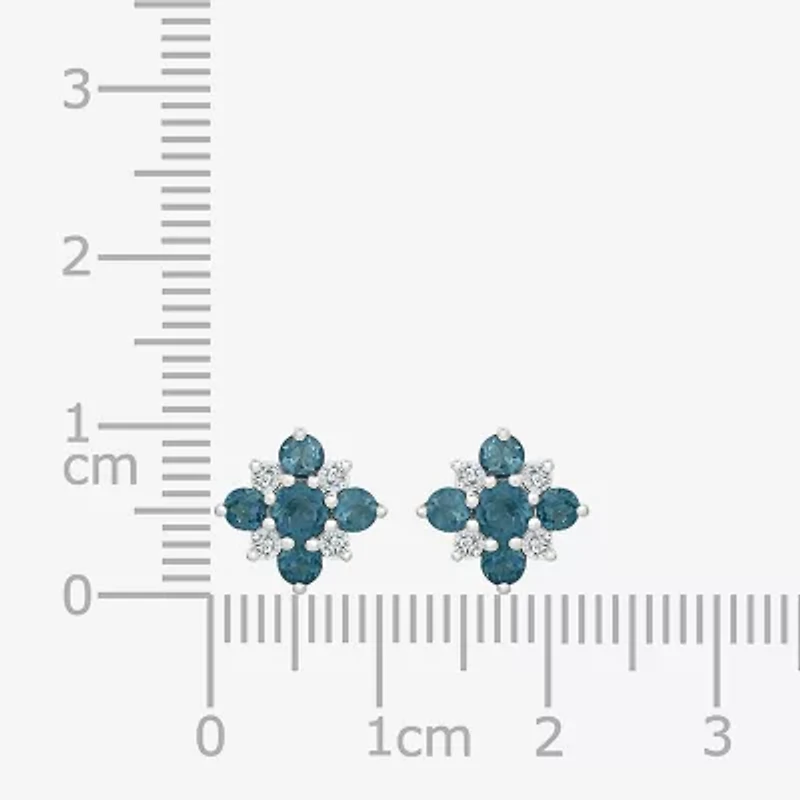 Genuine Blue Topaz Sterling Silver 10mm Stud Earrings