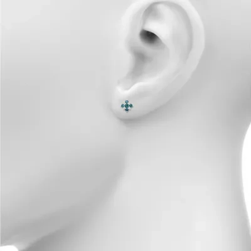 Genuine Blue Topaz Sterling Silver 10mm Stud Earrings
