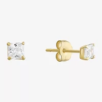 White Cubic Zirconia 14K Gold Stud Earrings