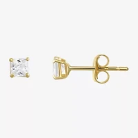 White Cubic Zirconia 14K Gold Stud Earrings