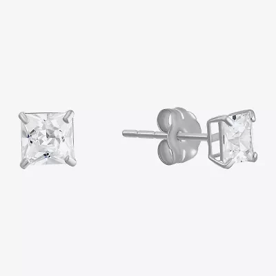 White Cubic Zirconia 14K Gold Stud Earrings